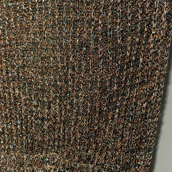 RENEE TENER FOR OUTLANDER Vintage 1970s Metallic Knit Top Deep V Back Size Small - Picture 8 of 9